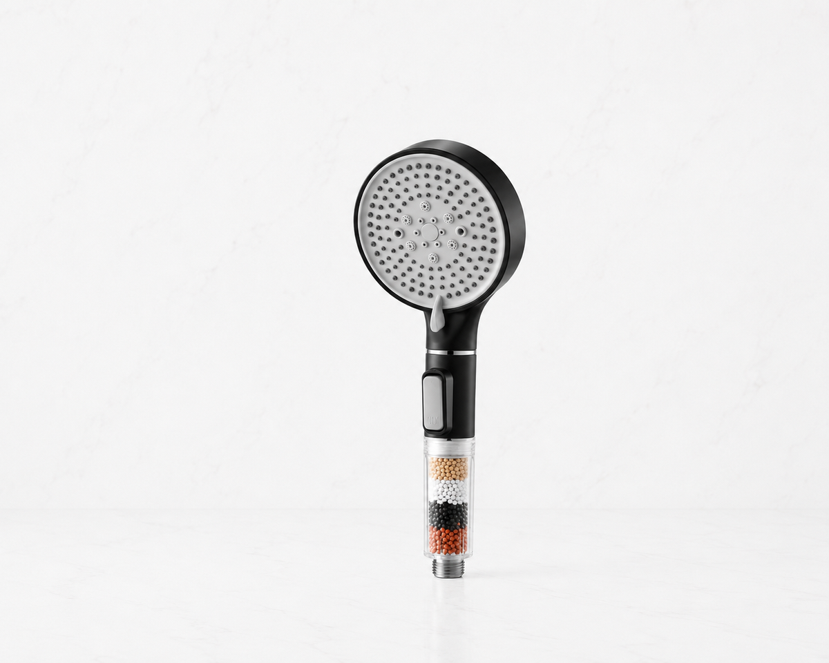 Pommeau de douche à 5 modes avec bouton stop, fonction massage