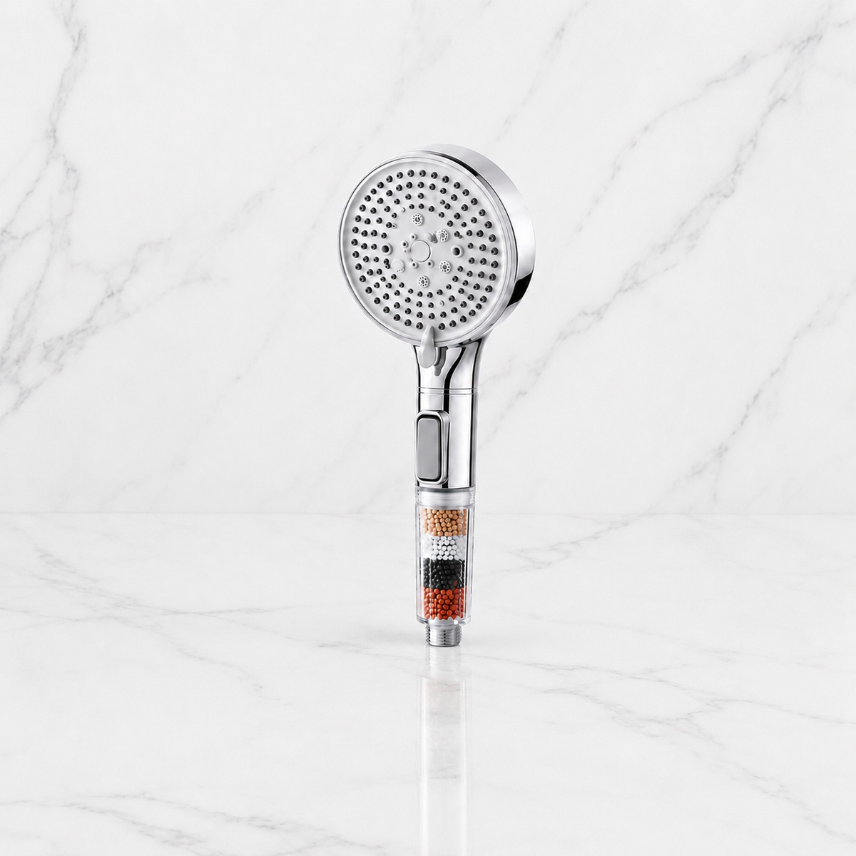 Pommeau de douche à 5 modes avec bouton stop, fonction massage